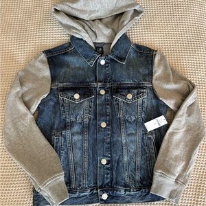 GAP Kids Blue Denim Jacket with Gray Hoodie